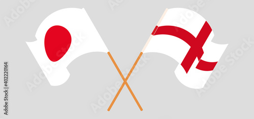 Crossed and waving flags of Japan and England
