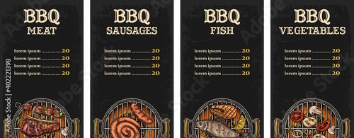 Menu template Barbecue Grill. Top view with charcoal.