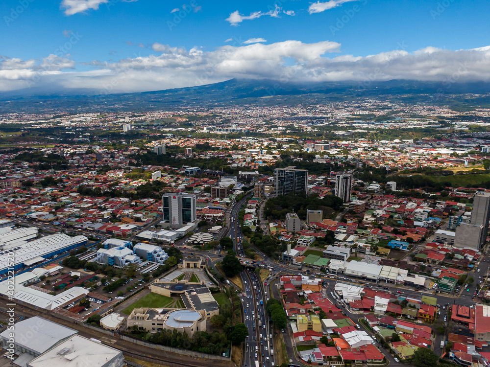 Obraz premium Beautiful aerial view of the city of San Jose Costa Rica and the Central Park of the Sabana
