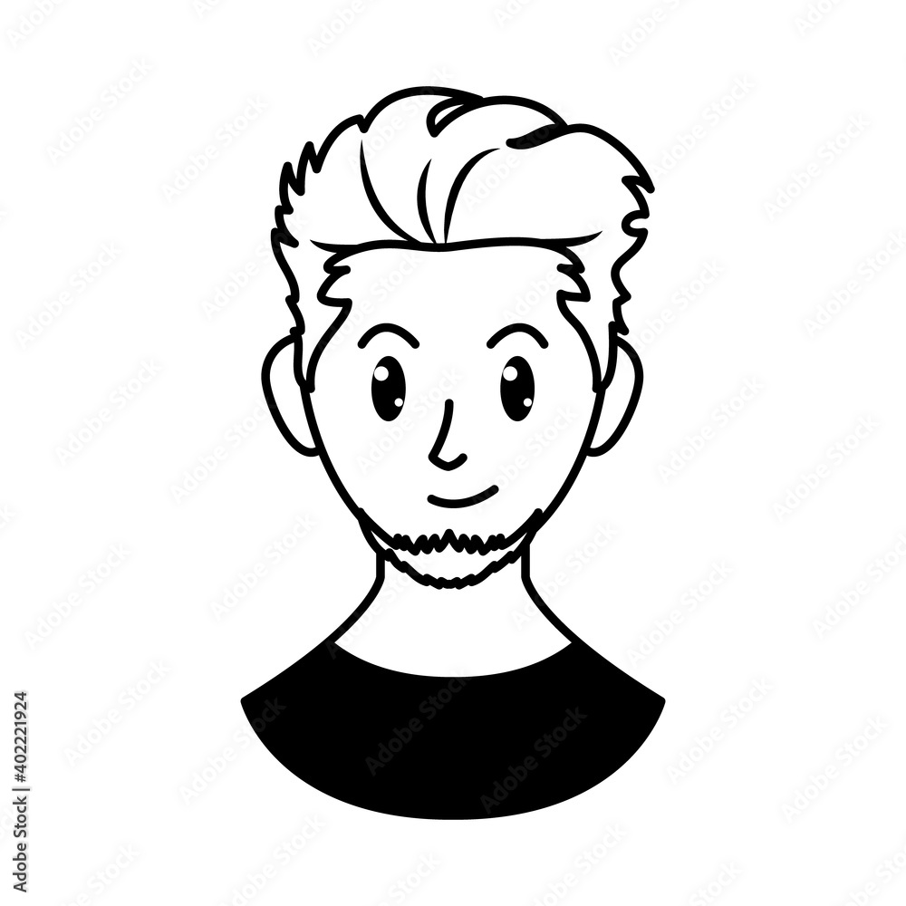 cartoon man with goatee beard, line style