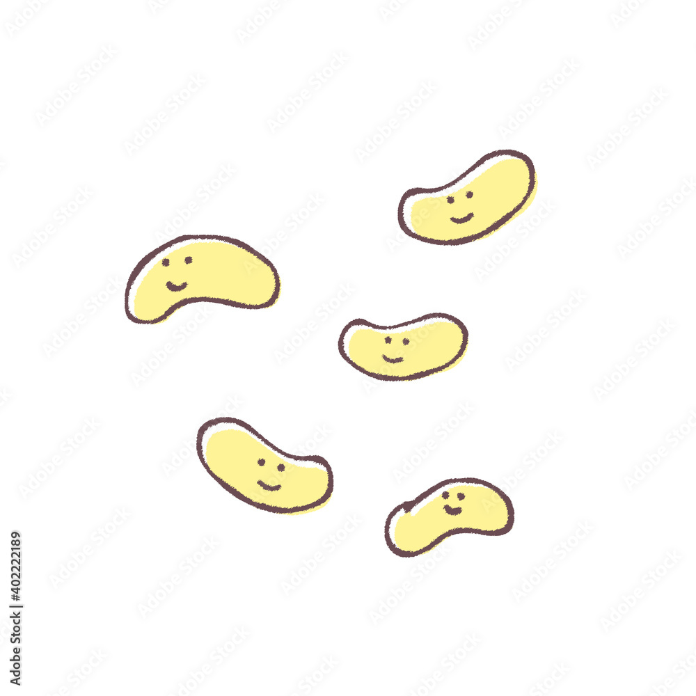 笑顔のかわいい乳酸菌の手描きカラーイラスト 笑顔のかわいい乳酸菌の手描きカラーイラスト