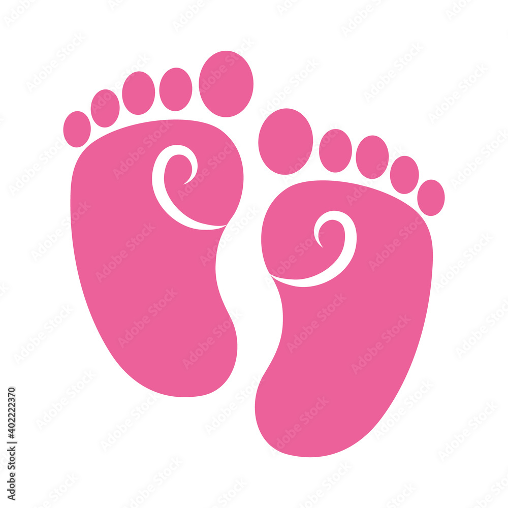 pink baby footprints icon, colorful design pink baby footprints icon, colorful design