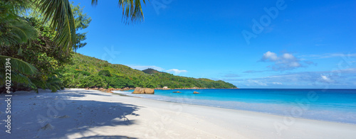 tropical beach at anse lazio, on praslin, seychelles