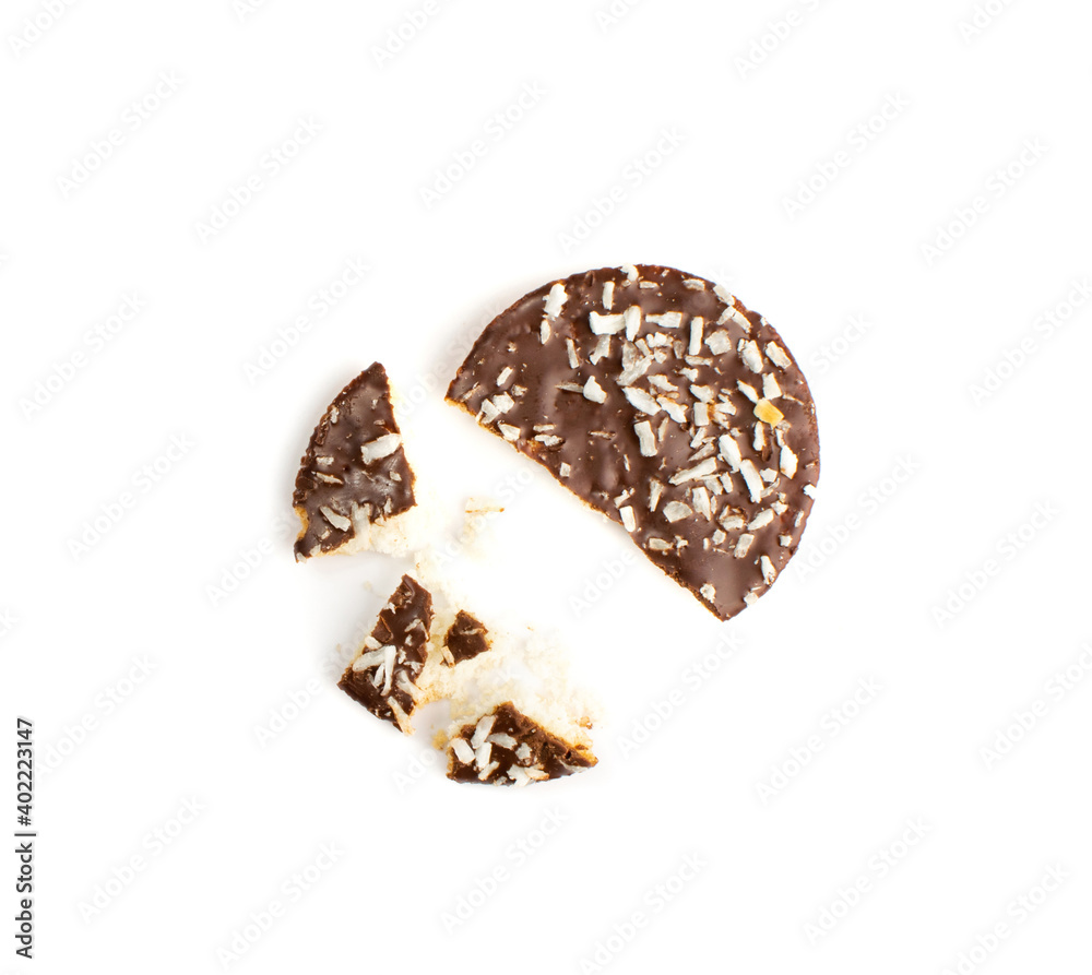 Shortbread Coconut Biscuit Coated in Milk and Dark Chocolate Shortbread Coconut Biscuit Coated in Milk and Dark Chocolate