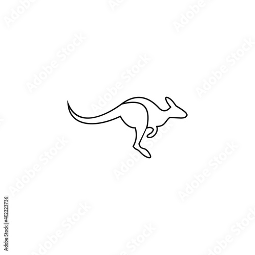 Minimalist kangaroo vector outline illustration