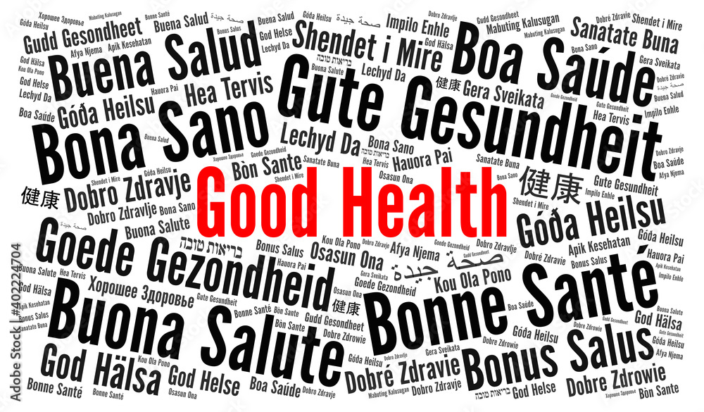Good health word cloud concept in different languages	