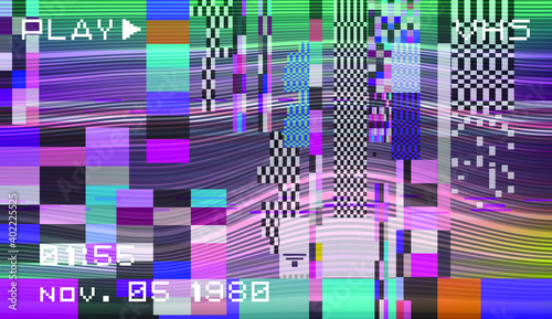 Retro background like in old video tape rewind or no signal TV screen. Back to the 80's-90's style.