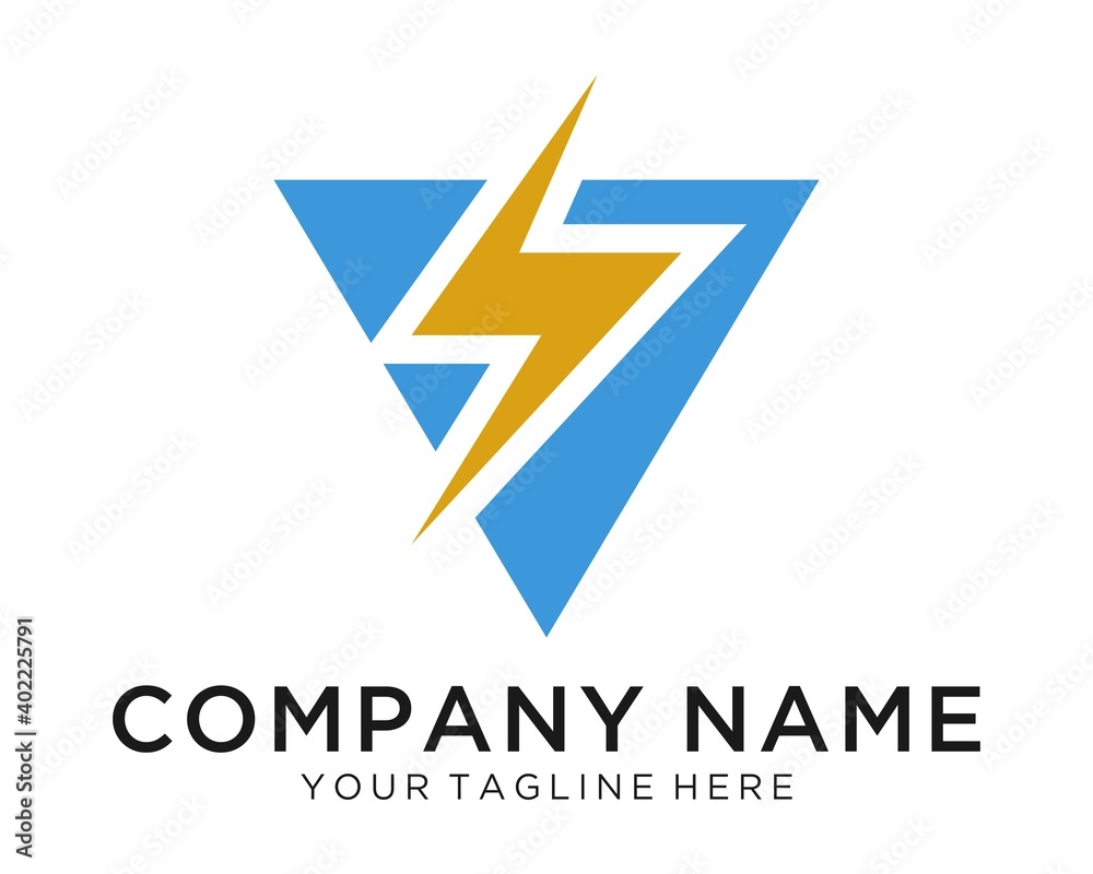 Abstract triangle - vector logo template concept illustration for corporate identity. Pyramid sign. Lightning symbols. Progress development icon. Design element. Abstract triangle - vector logo template concept illustration for corporate identity. Pyramid sign. Lightning symbols. Progress development icon. Design element.