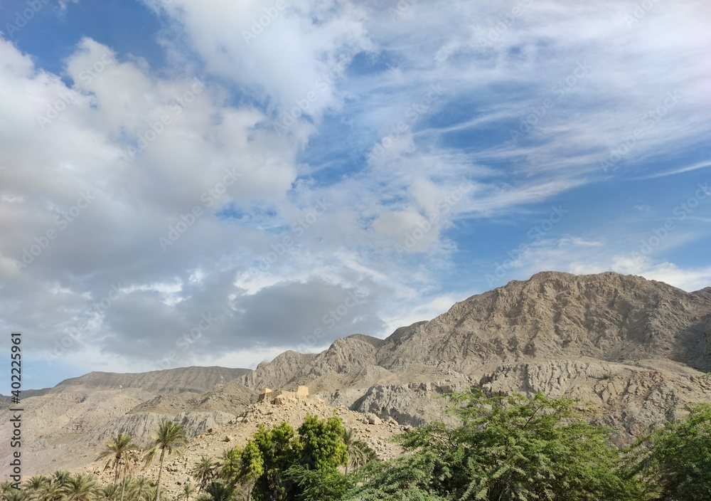 clouds over the mountains in Ras al Khaimah , united Arab emirates  