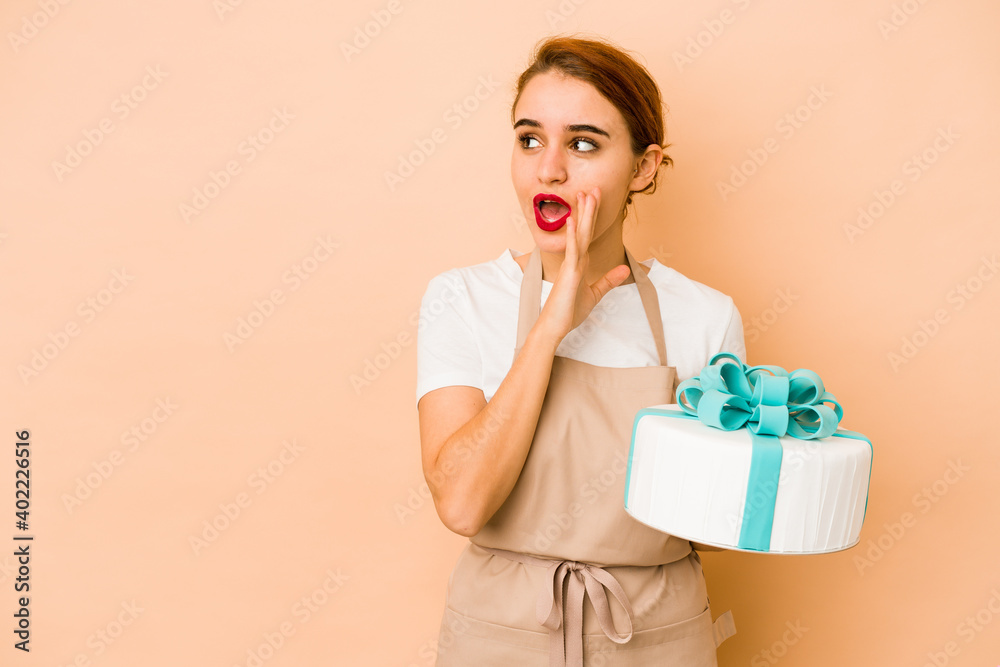 Young skinny arab pastry chef woman is saying a secret hot braking news and looking aside Young skinny arab pastry chef woman is saying a secret hot braking news and looking aside