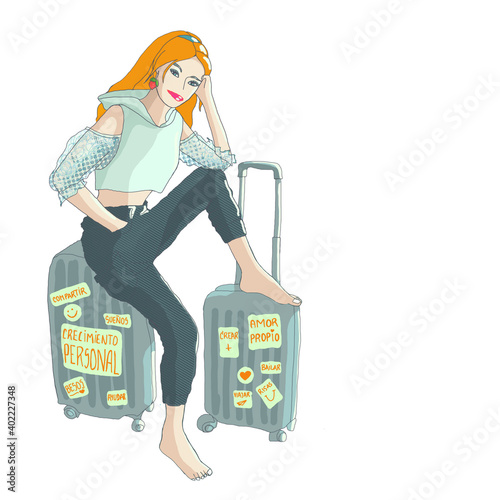 girl with selflove suitcase (ID: 402227348)