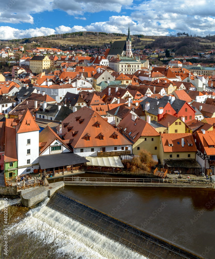 Obraz premium town of Cesky Krumlov, Vltava river, southern Bohemia, Czechia