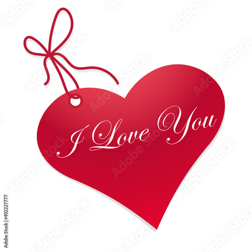 Valentine's Day declaration of love. I Love You template with heart. February 14 celebration.