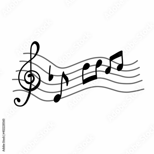 musical notes doodle icon, vector color line illustration