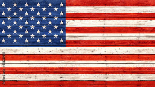 United States flag with wood texture - Illustration