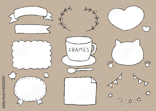 シンプルでかわいい手描きのフレームセット