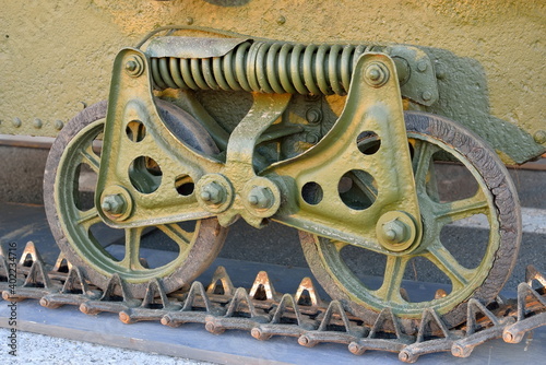 Sprung rollers of the Soviet small amphibious tank T-38.