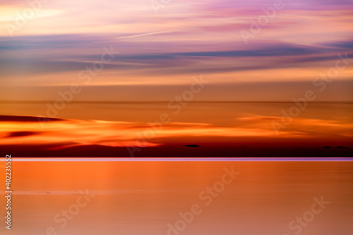 colorful warm sunset over Ontario lake