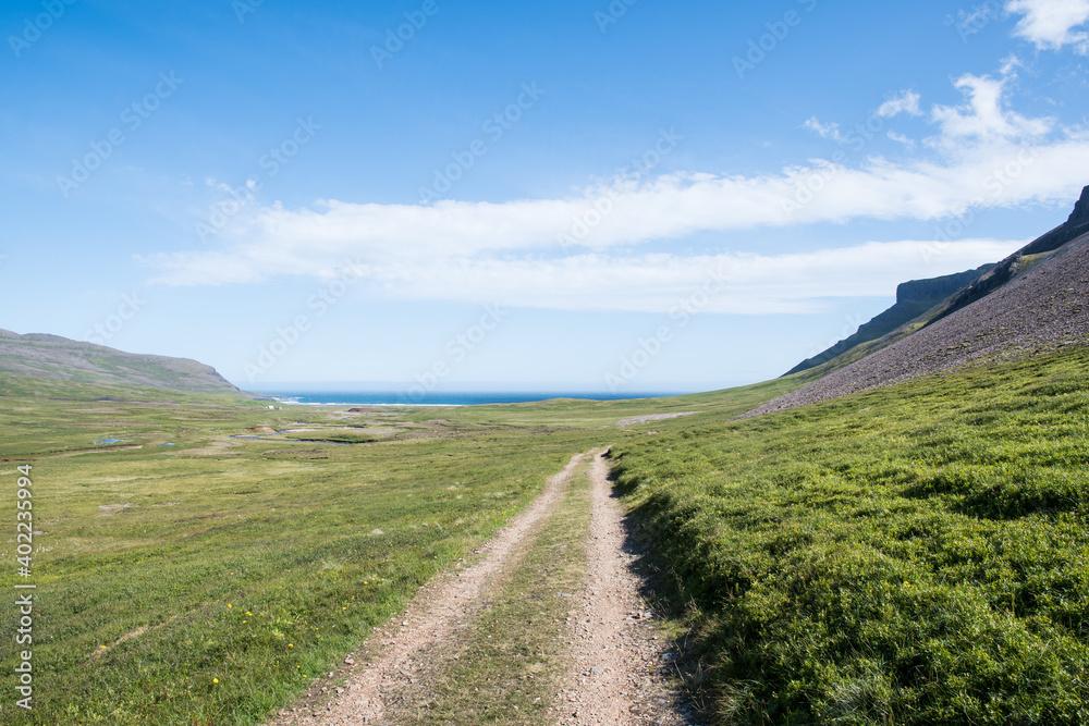 The road towards Breidavik bay in Iceland