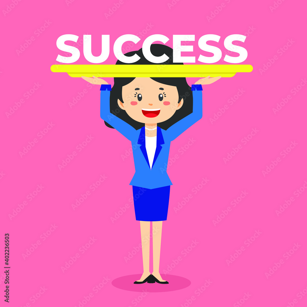 Stock Vector Happy of Business Women To Showing Success Stock Vector Happy of Business Women To Showing Success