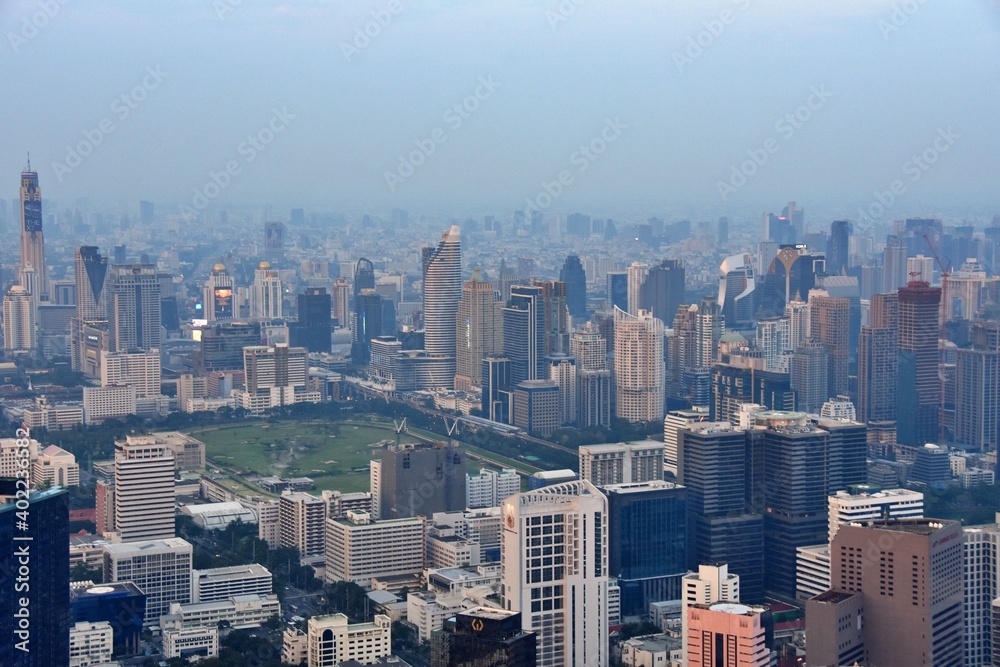 Aerial view of Bangkok cityscape, Thailand.
