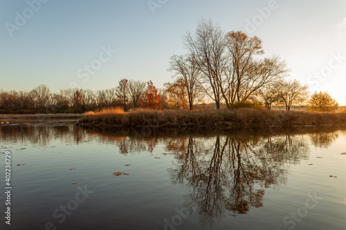 Autumn view of the island in the park