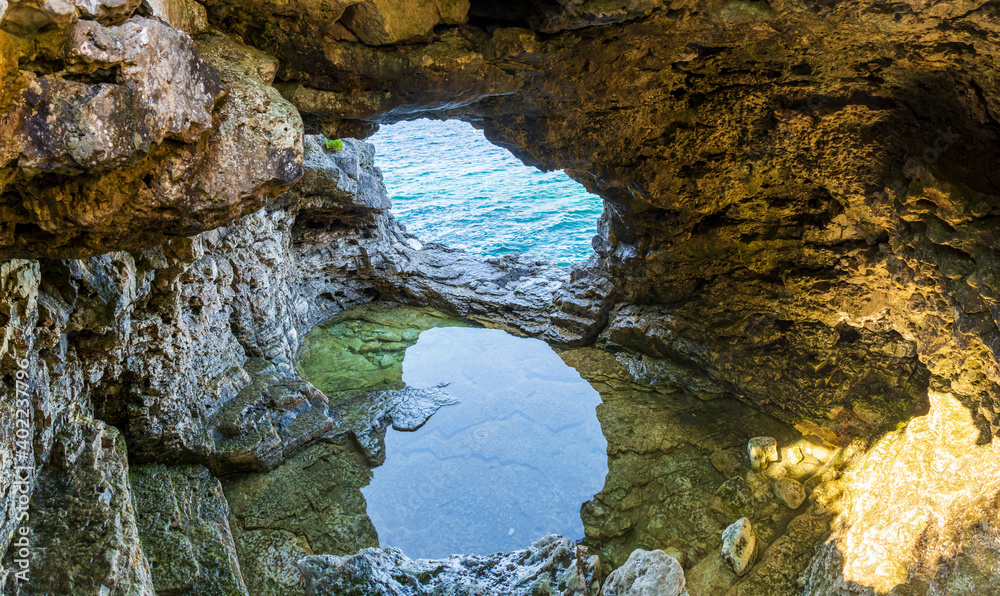 The water cave at Bruce Peninsula National Park, Ontario, Canada.