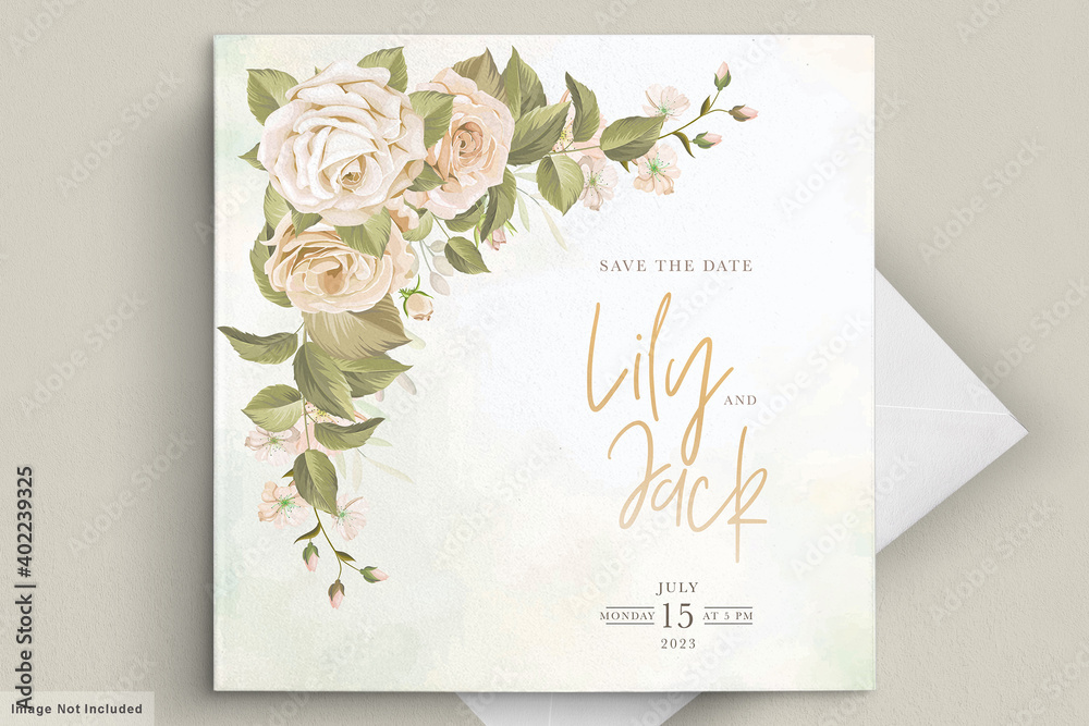 soft floral wedding invitation card set
