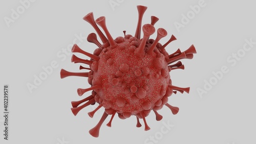 Coronavirus under the microscope.COVID-19 on white background. 3d Render.