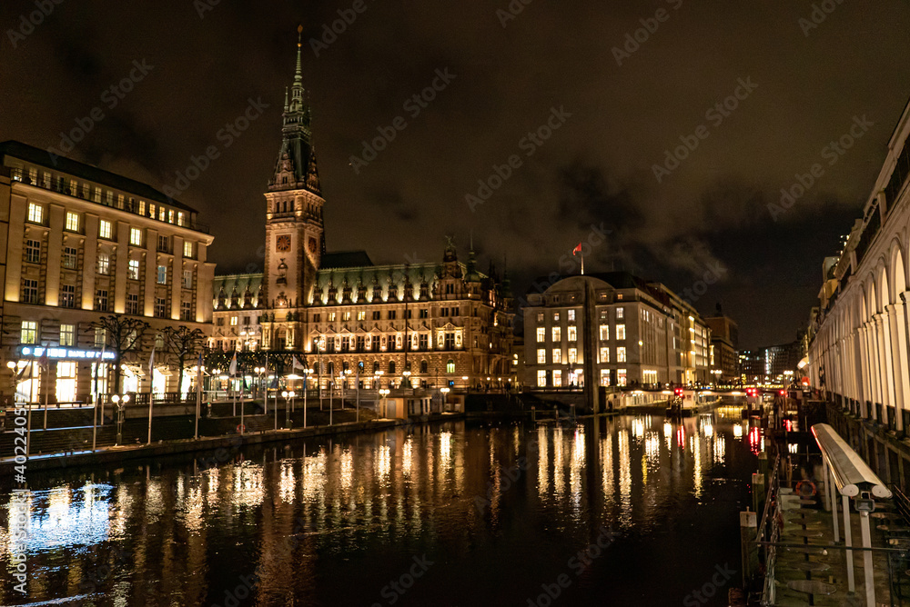Hamburg City Hall at night - travel photography