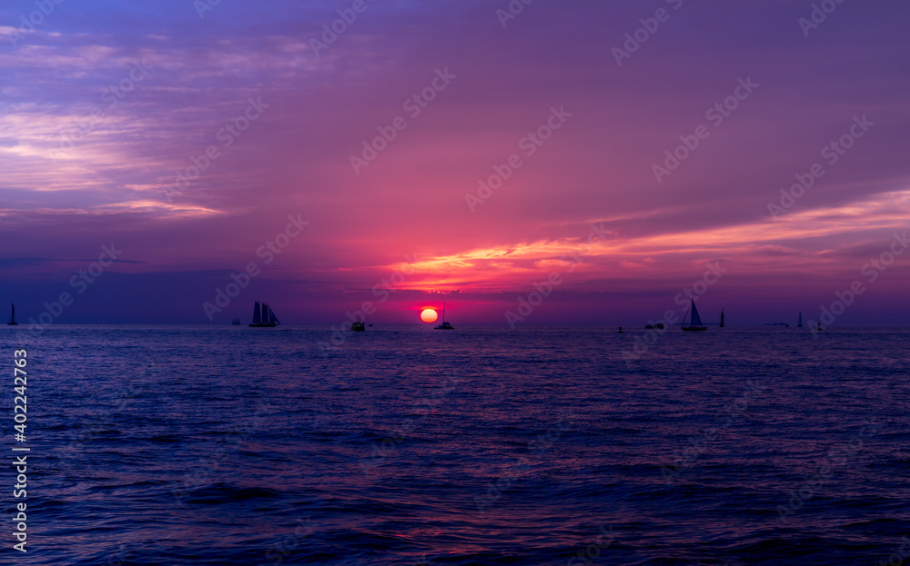 Sunset on a beach at Key West