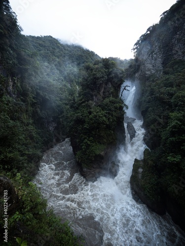 Pailon del diablo Devils Cauldron highest waterfall Rio Pastaza river cascades route Banos Tungurahua Amazonia Ecuador photo