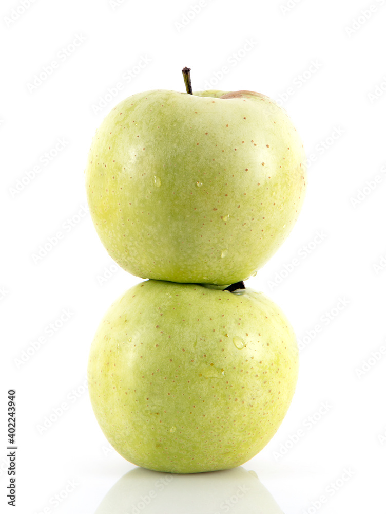 Two green apples on white background Two green apples on white background