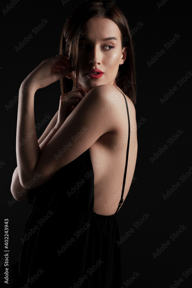 studio portrait of a beautiful brunette girl. studio portrait of a beautiful brunette girl.