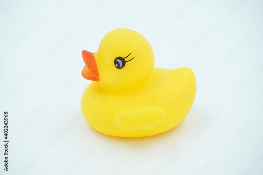 Yellow duckling toy on white background Yellow duckling toy on white background