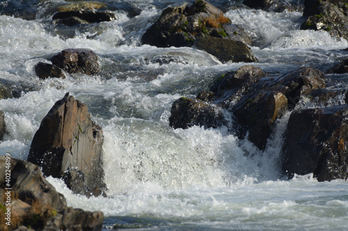 Consumnis river rushing rapids over rocks .
