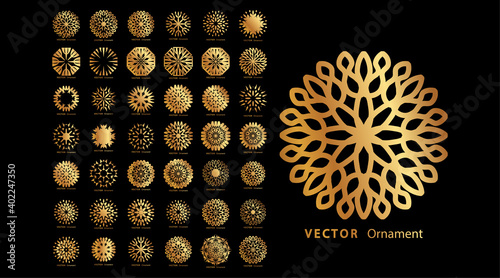 Collection of mandala ornament designs. vector design with circular pattern in gold color