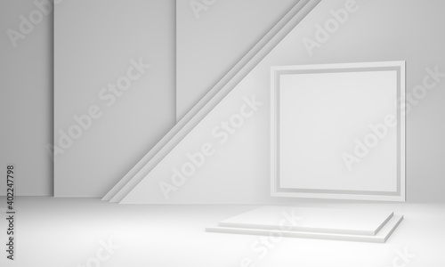 Wallpaper Mural 3D rendered white geometric stage Torontodigital.ca