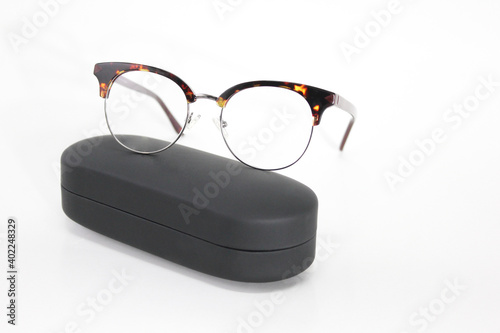 Optic glasses white background