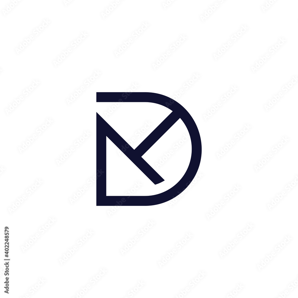 letter md simple linear design logo vector letter md simple linear design logo vector