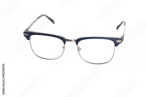 Optic glasses white background black frame