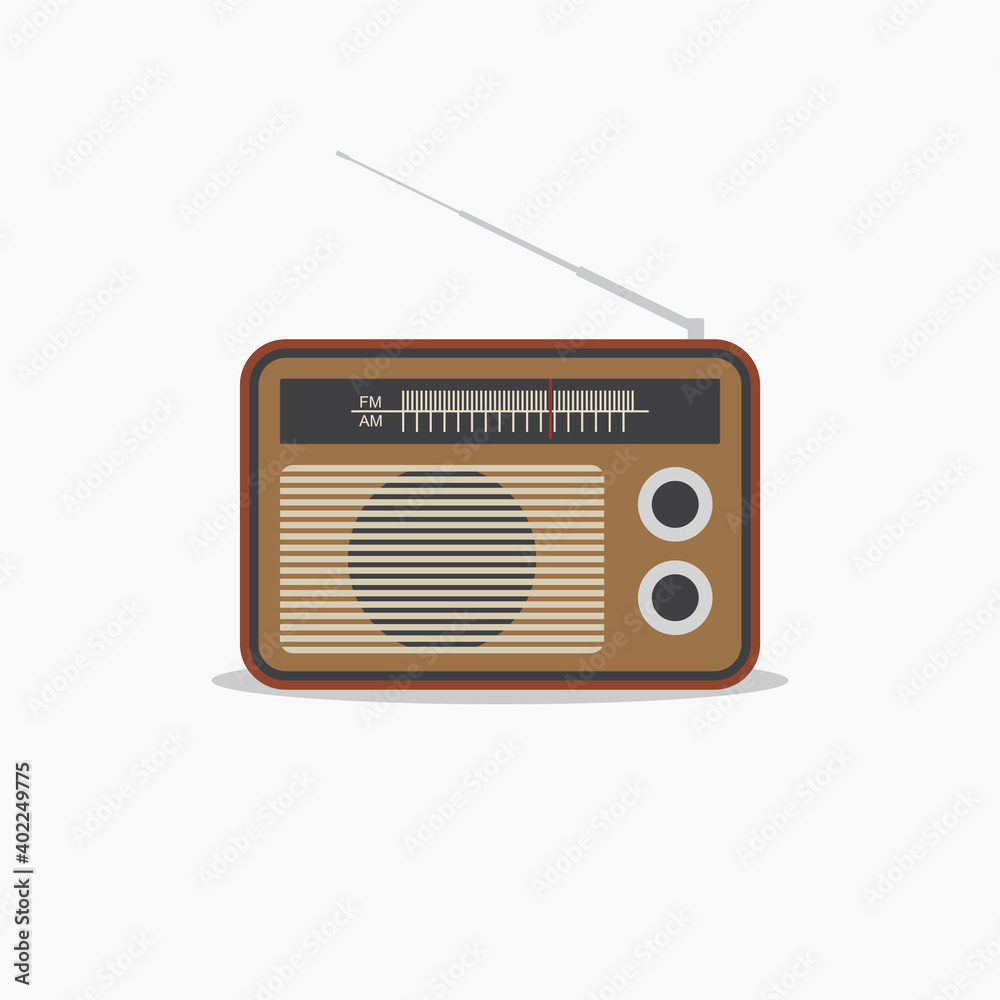 Obraz premium old radio vector illustration. vintage radio. retro radio. the symbol for electronic, sound and music player