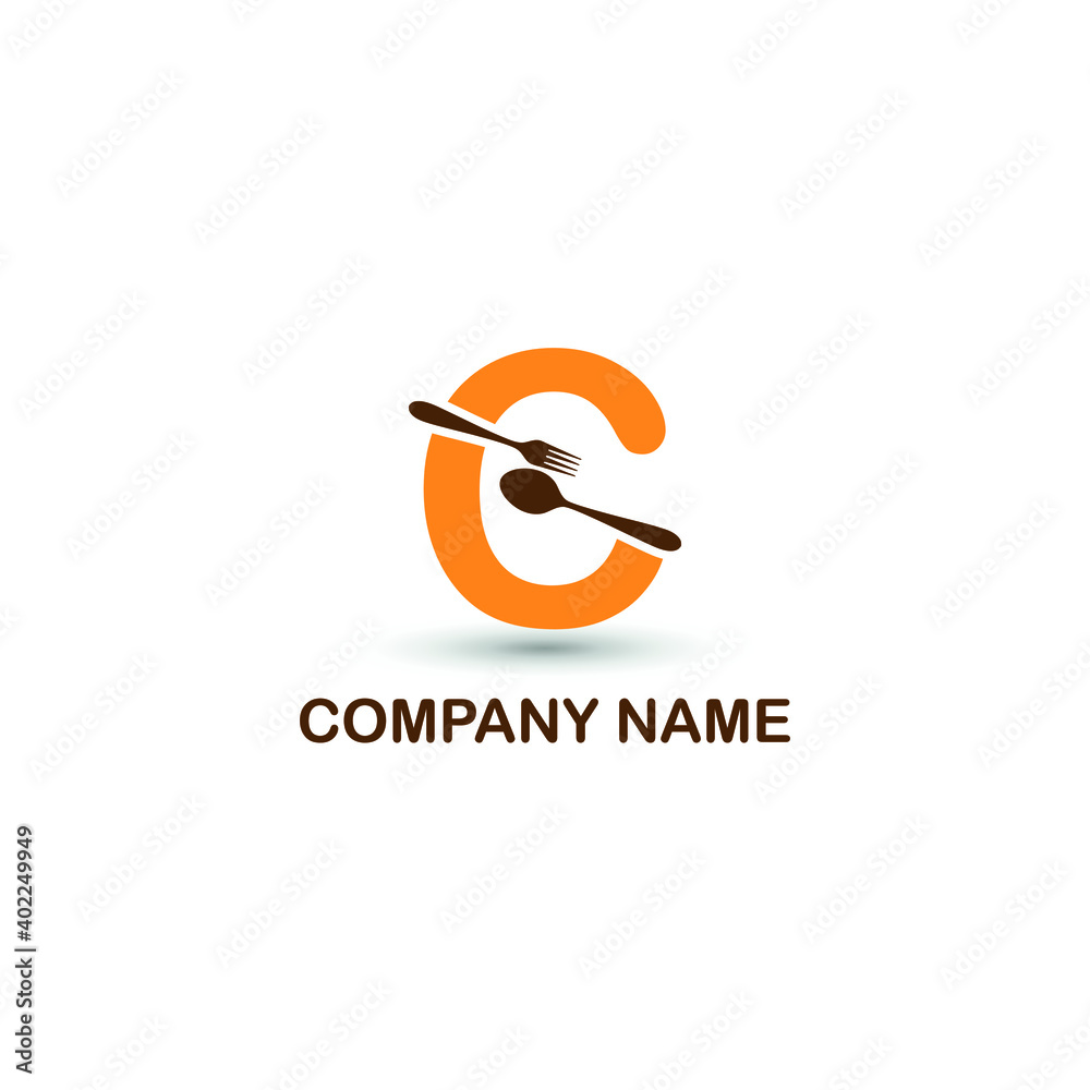 Initial letter C with spoon and fork for restaurant, catering, canteen, kitchen, cook logo design vector concept Initial letter C with spoon and fork for restaurant, catering, canteen, kitchen, cook logo design vector concept