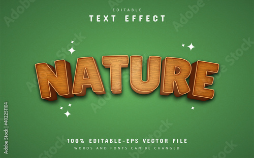 Fototapeta Naklejka Na Ścianę i Meble -  3d nature text effect with wood pattern