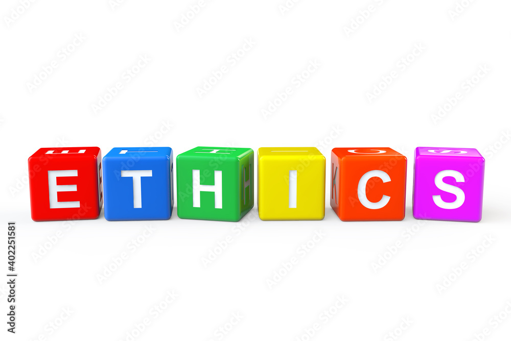 Cube Blocks with Ethics Sign. 3d Rendering Cube Blocks with Ethics Sign. 3d Rendering
