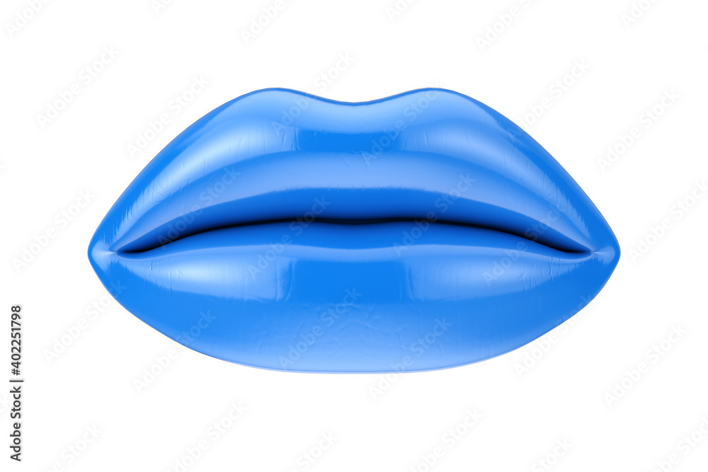 Female Lips with Blue Lipstick in Kiss Gesture. 3d Rendering