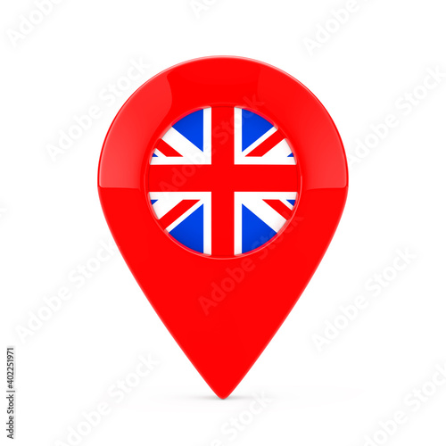 Free Download Map Pointer Pin with United Kingdom Flag. 3d Rendering - GFXLoad