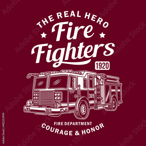 Papier peint Vintage Fire Truck Vector Graphic, Fire Truck
Graphic T-shirt