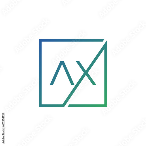 Creative initial letter AX square logo design concept vector