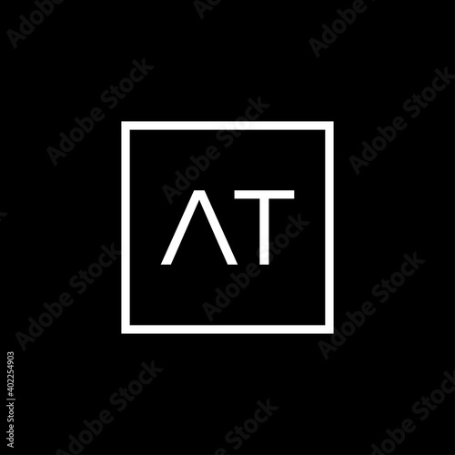 Creative initial letter AT square logo design concept vector
